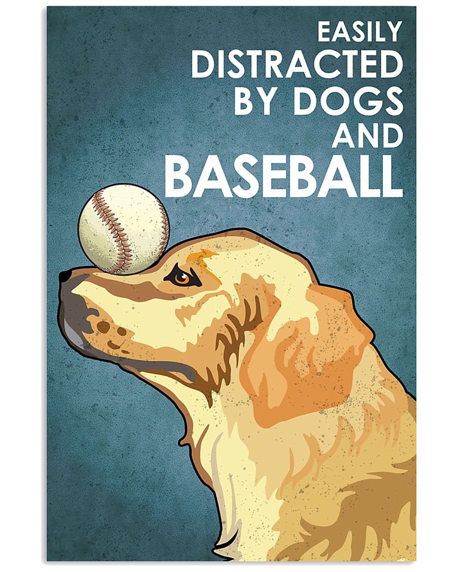 Dog Golden And Baseball 16x24 Poster