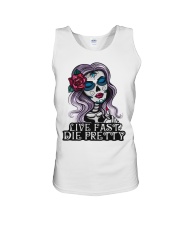 Skull Live Fast Die Pretty Unisex Tank tile