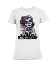 Skull Live Fast Die Pretty Premium Fit Ladies Tee tile