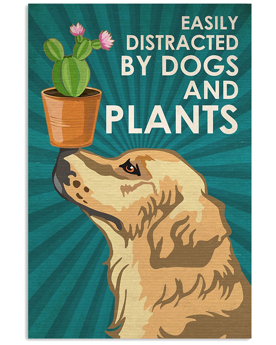 Dog Golden And Plants 11x17 Poster