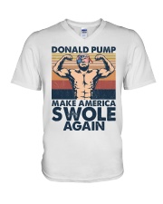 Gym Donald Pump Make America Swole Again V-Neck T-Shirt tile