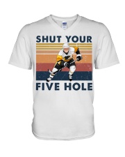 Hockey Shut Your Five Hole V-Neck T-Shirt tile