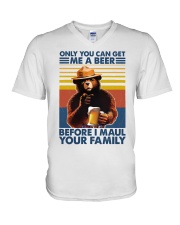 Camping Only You Can Get Me A Beer V-Neck T-Shirt tile