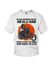 Biker Never Underestimate An Old Man Youth T-Shirt tile
