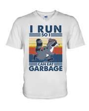 Running I Run So I Can Eat Garbage V-Neck T-Shirt tile