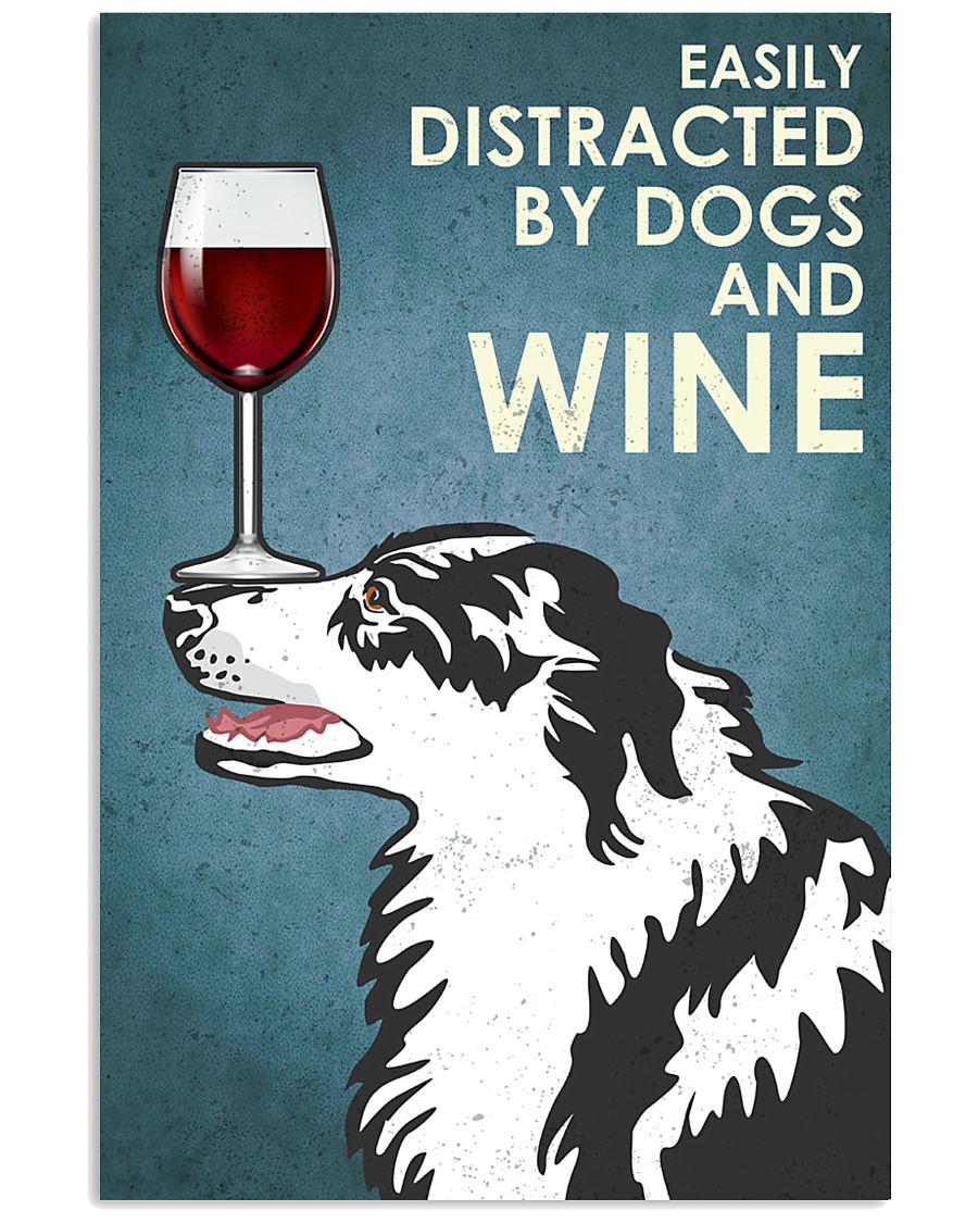 Dog Border Collie And Wine 16x24 Poster