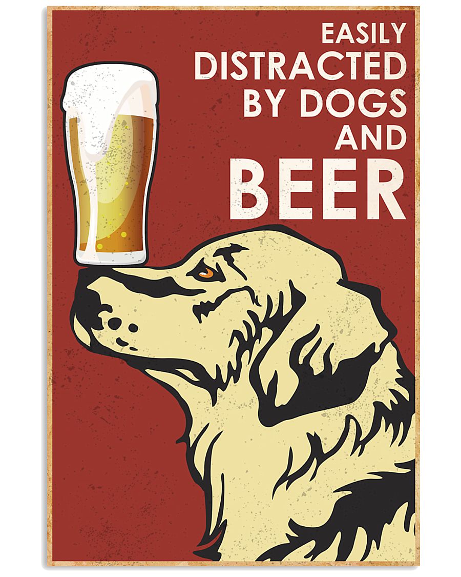 Dog Golden And Beer 16x24 Poster
