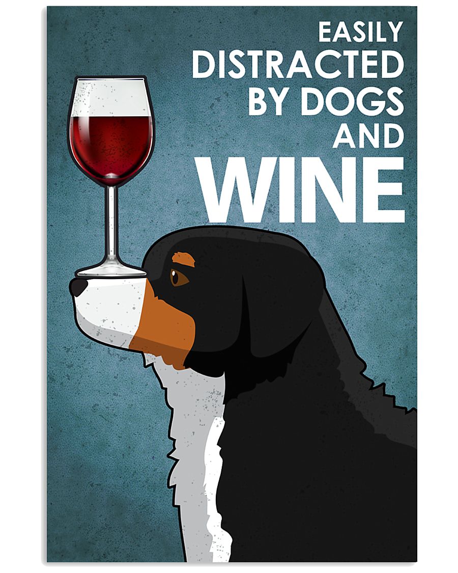 Dog Bernese Mountain And Wine 16x24 Poster