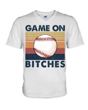 Baseball game On V-Neck T-Shirt tile
