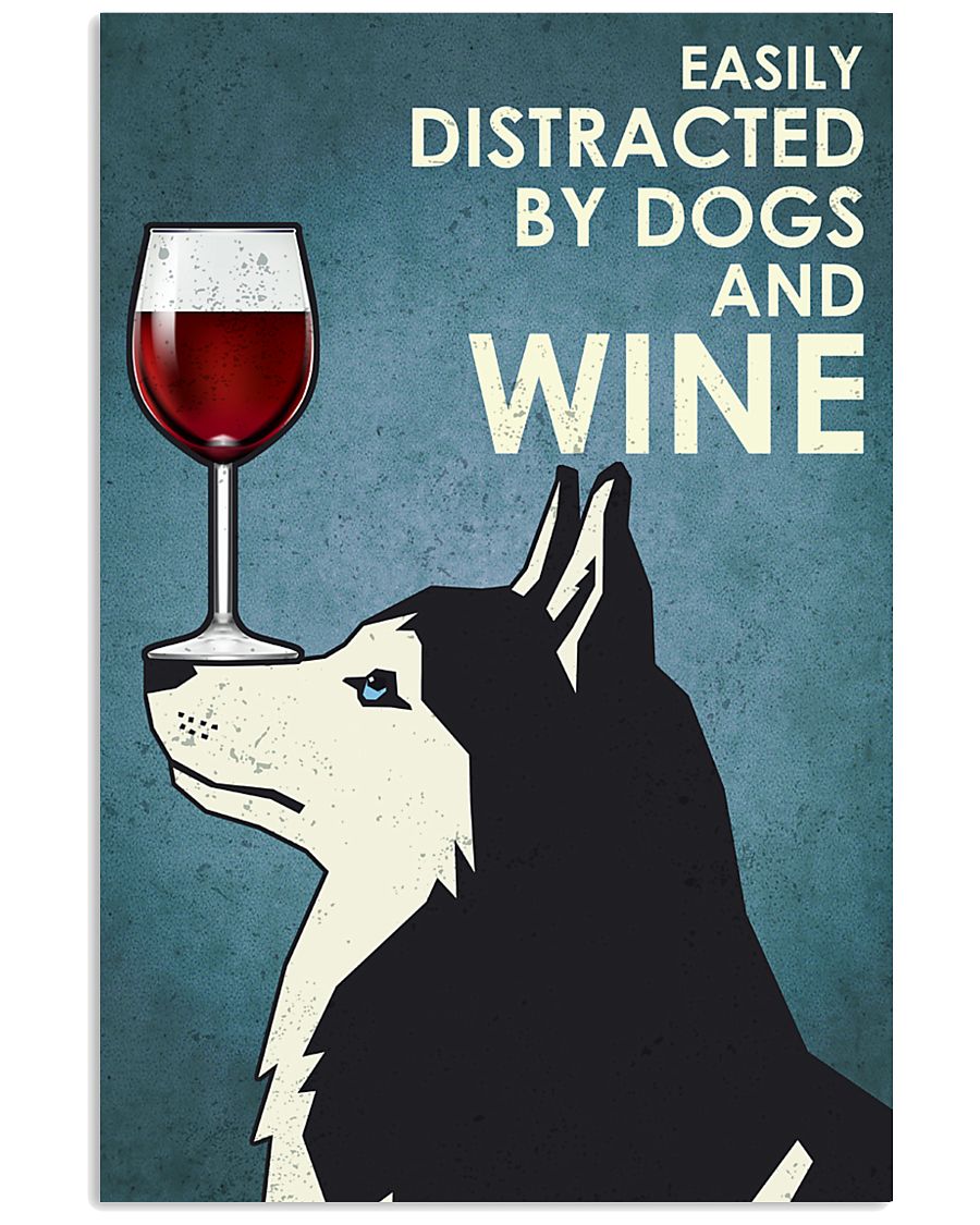 Wine And Husky Dogs 16x24 Poster
