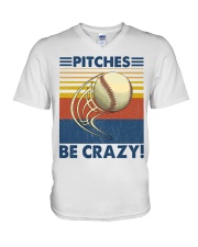 Baseball Pitches be Crazy V-Neck T-Shirt tile