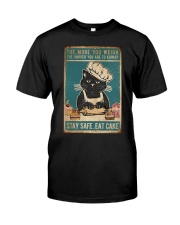 Cat Stay Safe Eat Cake Classic T-Shirt tile