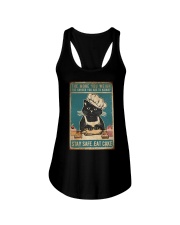 Cat Stay Safe Eat Cake Ladies Flowy Tank tile