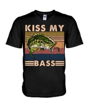 Fishing Kiss My bass V-Neck T-Shirt tile