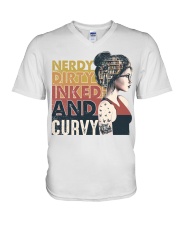 Nerdy dirty inked and curvy V-Neck T-Shirt tile