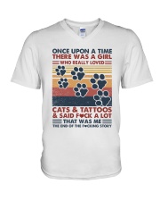 Once Upon A Time Girl Loved Cats and Tattoos V-Neck T-Shirt tile