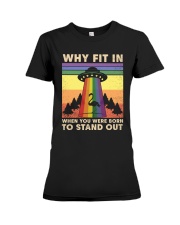 LGBTQ Pride UFO flamingo Premium Fit Ladies Tee tile