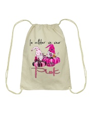 Gnome In October We Wear Pink Drawstring Bag tile