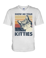 Retro show me your kitties V-Neck T-Shirt tile