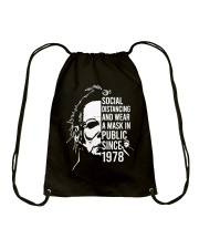 Social Distancing And Wear A Mask In Public Drawstring Bag tile