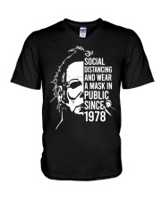 Social Distancing And Wear A Mask In Public V-Neck T-Shirt tile