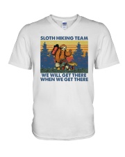 Sloth Mycologist hiking club V-Neck T-Shirt tile
