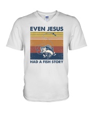 Summer Vintage Even Jesus Had A Fish Story V-Neck T-Shirt tile