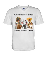 Dogs makes me happy humans make my head hurt V-Neck T-Shirt tile
