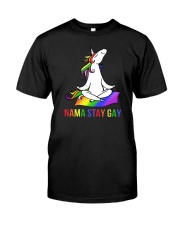 Unicorn Nama Stay Gay Namaste LGBT Classic T-Shirt front