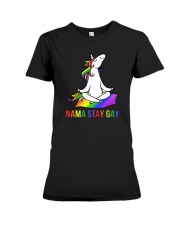Unicorn Nama Stay Gay Namaste LGBT Premium Fit Ladies Tee tile