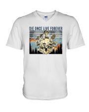 Mushroom Die once Live forever V-Neck T-Shirt tile