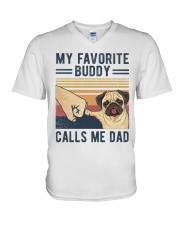 My Favorite Buddy Calls Me Dad V-Neck T-Shirt tile