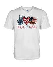 Peace Love America V-Neck T-Shirt tile