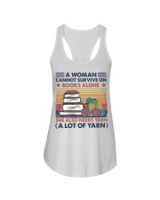 Woman Books and Yarn Ladies Flowy Tank tile