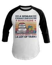 Woman Books and Yarn Baseball Tee tile