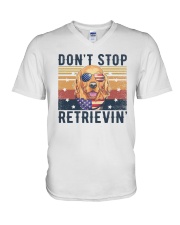 USA Golden Retriever Don't stop Retrieving V-Neck T-Shirt tile