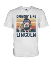 USA flag Drinkin' like Lincoln V-Neck T-Shirt tile