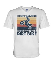 I don't snore I dream I'm a dirt bike V-Neck T-Shirt tile