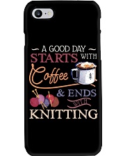 A Good Day Starts With Coffee Ends With Knitting Phone Case tile