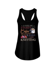 A Good Day Starts With Coffee Ends With Knitting Ladies Flowy Tank tile