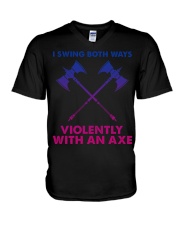 LGBT i swing both ways V-Neck T-Shirt tile