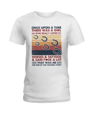 Once Upon A Time Girl Loved Horses and Tattoos Ladies T-Shirt tile
