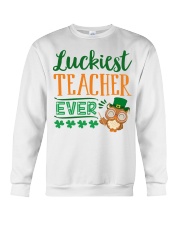Owl Luckiest teacher ever Crewneck Sweatshirt tile