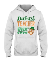 Owl Luckiest teacher ever Hooded Sweatshirt tile