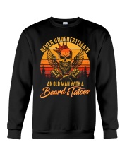 TattooBeard Never Underestimate An Old Man Sunset Crewneck Sweatshirt tile