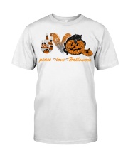 Peace love halloween cat Premium Fit Mens Tee tile