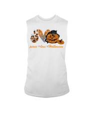 Peace love halloween cat Sleeveless Tee tile