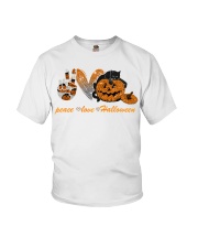 Peace love halloween cat Youth T-Shirt tile