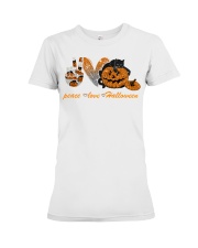 Peace love halloween cat Premium Fit Ladies Tee tile