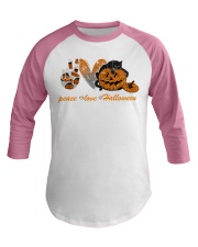 Peace love halloween cat Baseball Tee tile